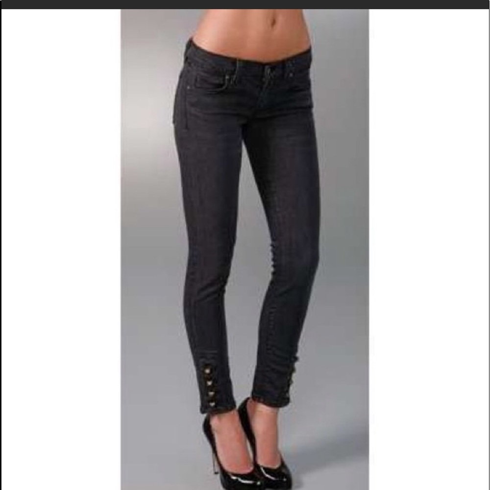 Anlo Low-rise Black Skinny Studded Jeans Size 25
